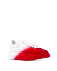 weiße und rote Leder niedrige Sneakers von Alexander McQueen