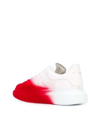 weiße und rote Leder niedrige Sneakers von Alexander McQueen