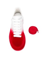 weiße und rote Leder niedrige Sneakers von Alexander McQueen