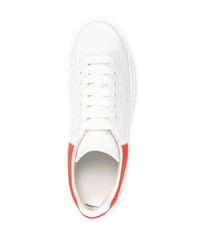 weiße und rote Leder niedrige Sneakers von Alexander McQueen