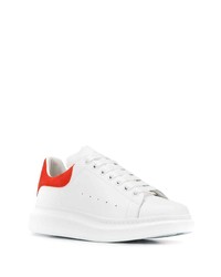 weiße und rote Leder niedrige Sneakers von Alexander McQueen