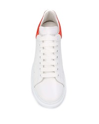 weiße und rote Leder niedrige Sneakers von Alexander McQueen