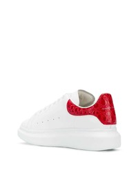 weiße und rote Leder niedrige Sneakers von Alexander McQueen