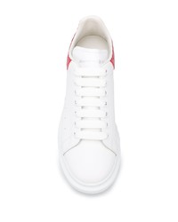 weiße und rote Leder niedrige Sneakers von Alexander McQueen