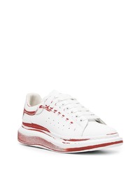 weiße und rote Leder niedrige Sneakers von Alexander McQueen