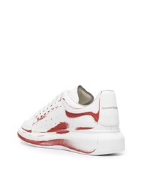 weiße und rote Leder niedrige Sneakers von Alexander McQueen