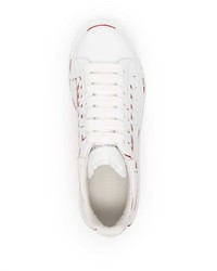 weiße und rote Leder niedrige Sneakers von Alexander McQueen