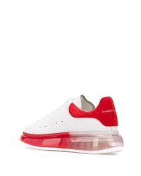 weiße und rote Leder niedrige Sneakers von Alexander McQueen