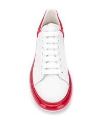 weiße und rote Leder niedrige Sneakers von Alexander McQueen