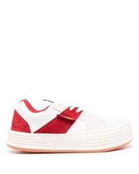 weiße und rote Leder niedrige Sneakers von Palm Angels