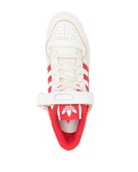 weiße und rote Leder niedrige Sneakers von adidas