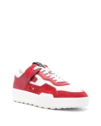 weiße und rote Leder niedrige Sneakers von Moncler