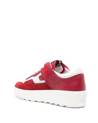 weiße und rote Leder niedrige Sneakers von Moncler