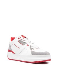 weiße und rote Leder niedrige Sneakers von Just Don