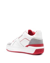 weiße und rote Leder niedrige Sneakers von Just Don