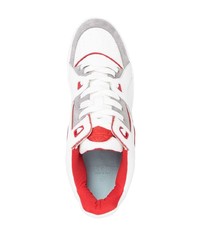 weiße und rote Leder niedrige Sneakers von Just Don
