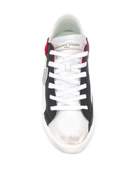 weiße und rote Leder niedrige Sneakers von Philippe Model Paris