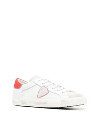 weiße und rote Leder niedrige Sneakers von Philippe Model Paris