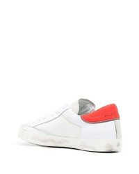 weiße und rote Leder niedrige Sneakers von Philippe Model Paris