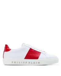 weiße und rote Leder niedrige Sneakers von Philipp Plein