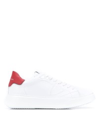 weiße und rote Leder niedrige Sneakers von Philippe Model Paris