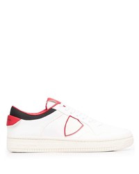 weiße und rote Leder niedrige Sneakers von Philippe Model Paris