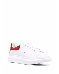 weiße und rote Leder niedrige Sneakers von Alexander McQueen