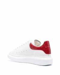 weiße und rote Leder niedrige Sneakers von Alexander McQueen