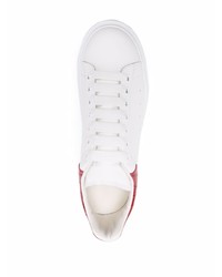 weiße und rote Leder niedrige Sneakers von Alexander McQueen