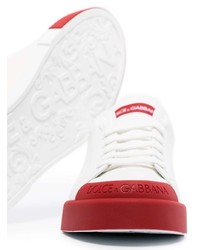 weiße und rote Leder niedrige Sneakers von Dolce & Gabbana