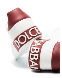 weiße und rote Leder niedrige Sneakers von Dolce & Gabbana