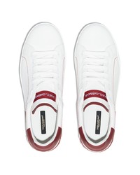 weiße und rote Leder niedrige Sneakers von Dolce & Gabbana