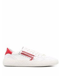 weiße und rote Leder niedrige Sneakers von Puraai
