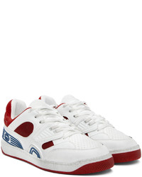 weiße und rote Leder niedrige Sneakers von Gucci