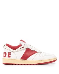 weiße und rote Leder niedrige Sneakers von Rhude