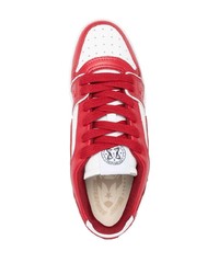 weiße und rote Leder niedrige Sneakers von Enterprise Japan