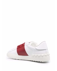 weiße und rote Leder niedrige Sneakers von Valentino Garavani