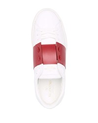 weiße und rote Leder niedrige Sneakers von Valentino Garavani