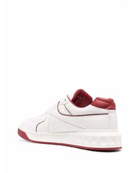 weiße und rote Leder niedrige Sneakers von Valentino Garavani