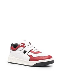 weiße und rote Leder niedrige Sneakers von Valentino Garavani