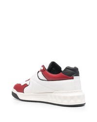 weiße und rote Leder niedrige Sneakers von Valentino Garavani