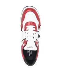 weiße und rote Leder niedrige Sneakers von Valentino Garavani