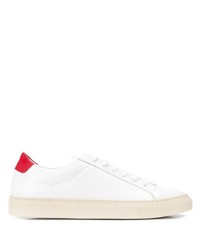 weiße und rote Leder niedrige Sneakers von Scarosso