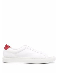 weiße und rote Leder niedrige Sneakers von Scarosso