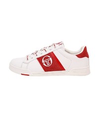 weiße und rote Leder niedrige Sneakers von Sergio Tacchini