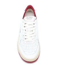 weiße und rote Leder niedrige Sneakers von AUTRY