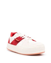 weiße und rote Leder niedrige Sneakers von Palm Angels