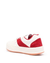 weiße und rote Leder niedrige Sneakers von Palm Angels