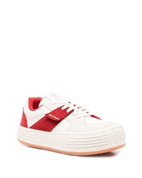 weiße und rote Leder niedrige Sneakers von Palm Angels