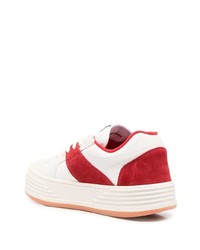 weiße und rote Leder niedrige Sneakers von Palm Angels